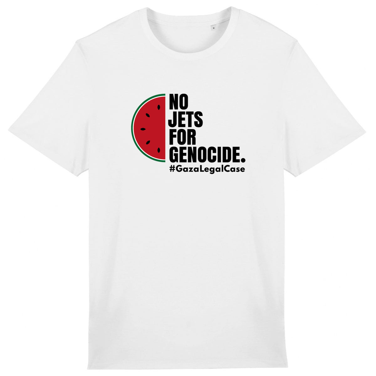 No Jets For Genocide T-Shirt. Black text
