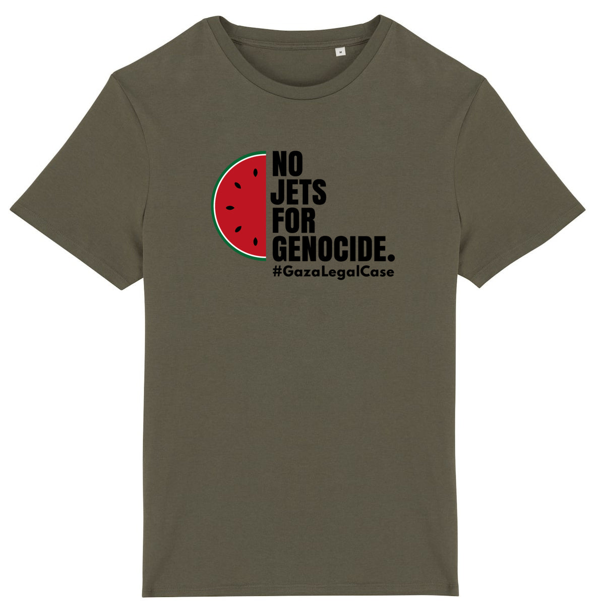 No Jets For Genocide T-Shirt. Black text
