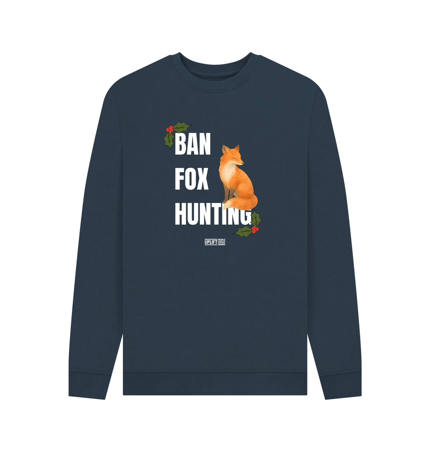 Navy Blue Printed Sweater Front